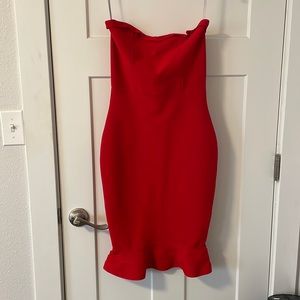 Red strapless bodycon